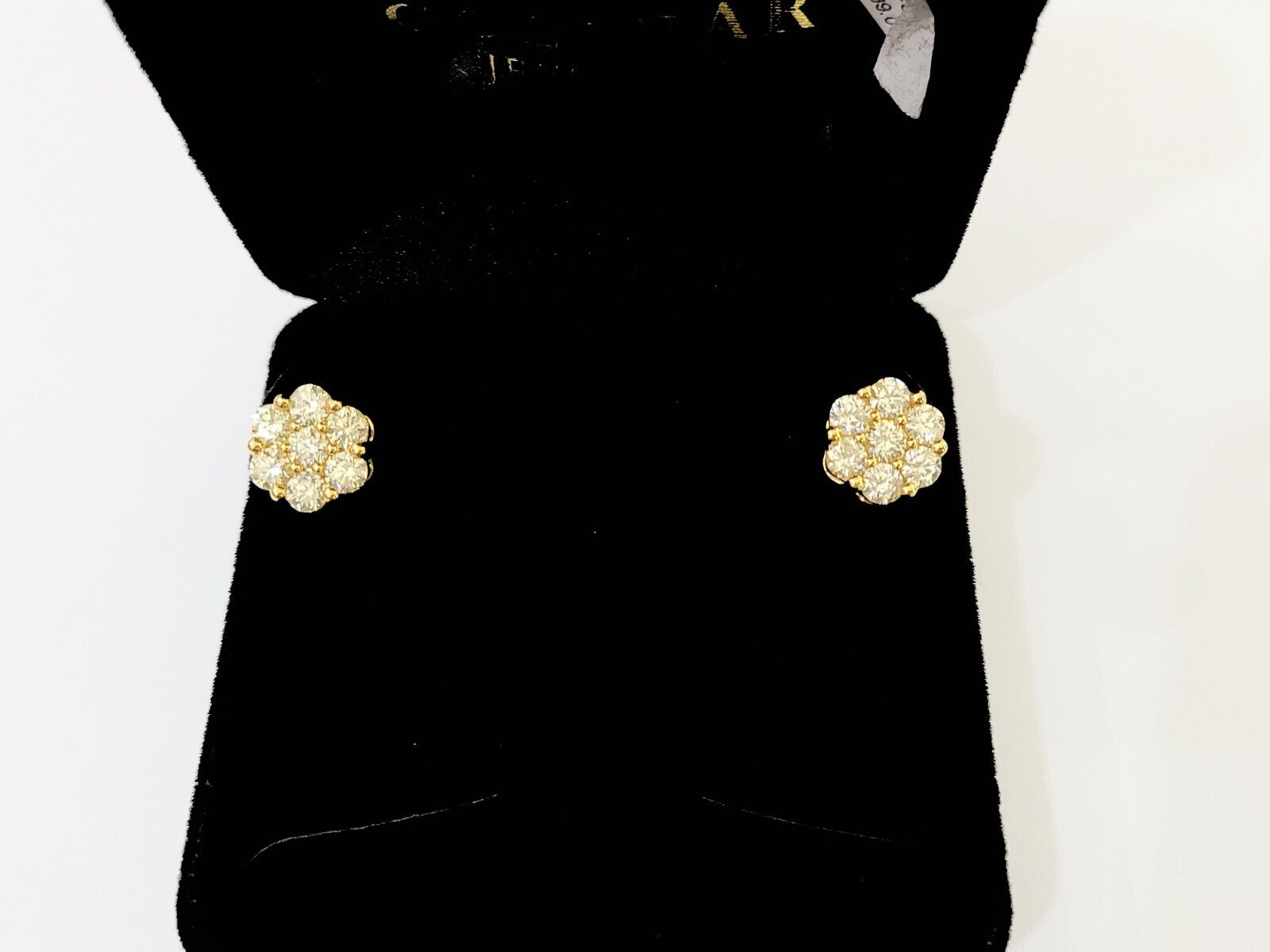 10k Yellow gold Flower Earrings Real Diamond screw - back Women Men studs - GoldenlinQ